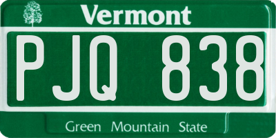 VT license plate PJQ838