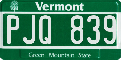 VT license plate PJQ839