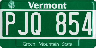 VT license plate PJQ854