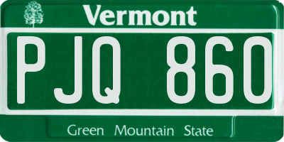 VT license plate PJQ860