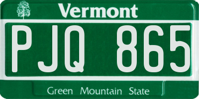 VT license plate PJQ865