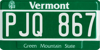 VT license plate PJQ867