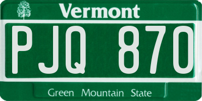 VT license plate PJQ870