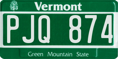 VT license plate PJQ874