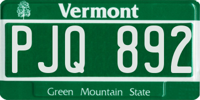 VT license plate PJQ892