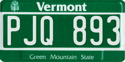 VT license plate PJQ893