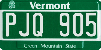 VT license plate PJQ905