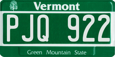VT license plate PJQ922