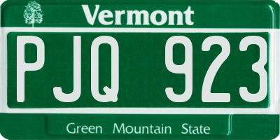 VT license plate PJQ923