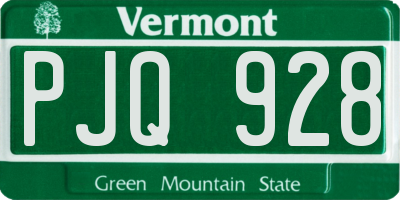 VT license plate PJQ928