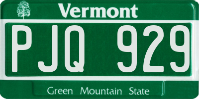 VT license plate PJQ929