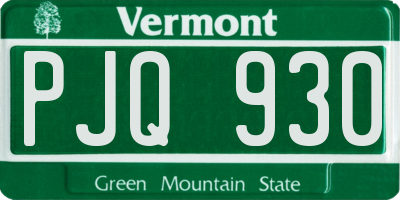 VT license plate PJQ930