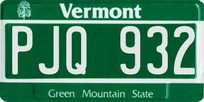 VT license plate PJQ932