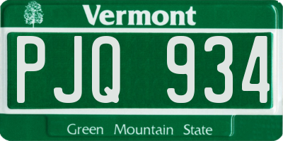 VT license plate PJQ934