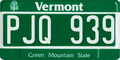VT license plate PJQ939