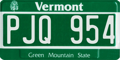 VT license plate PJQ954