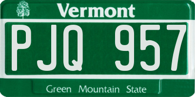 VT license plate PJQ957