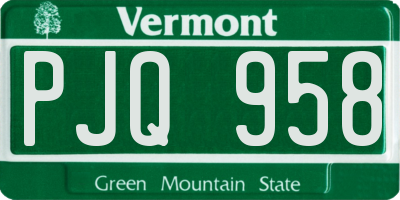 VT license plate PJQ958