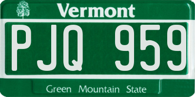 VT license plate PJQ959