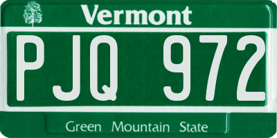 VT license plate PJQ972