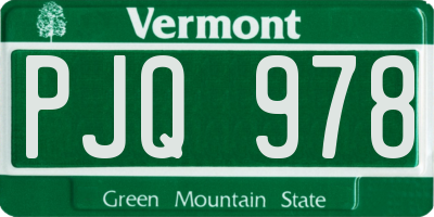 VT license plate PJQ978
