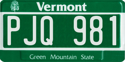 VT license plate PJQ981