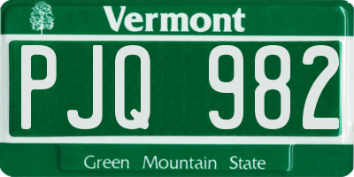 VT license plate PJQ982