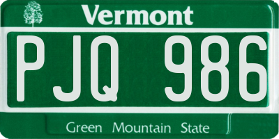 VT license plate PJQ986