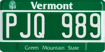 VT license plate PJQ989