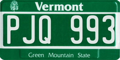 VT license plate PJQ993