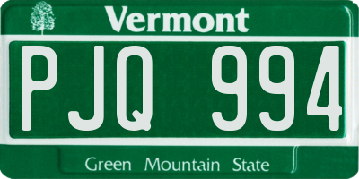 VT license plate PJQ994
