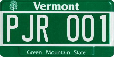 VT license plate PJR001