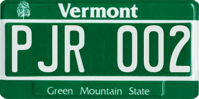 VT license plate PJR002