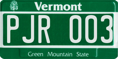VT license plate PJR003
