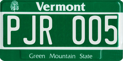 VT license plate PJR005