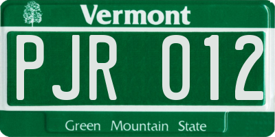 VT license plate PJR012