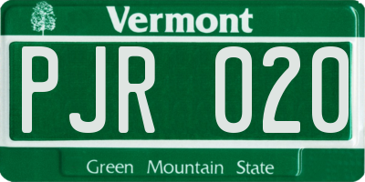 VT license plate PJR020