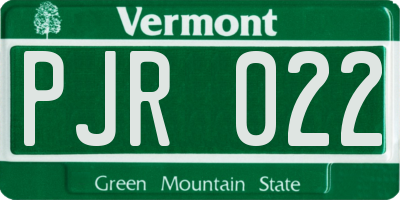 VT license plate PJR022