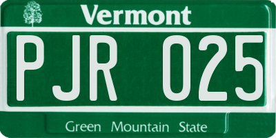 VT license plate PJR025