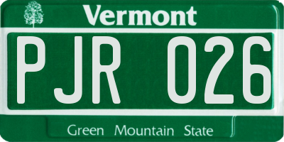 VT license plate PJR026