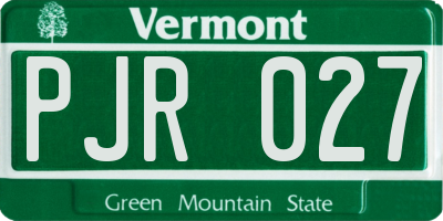 VT license plate PJR027