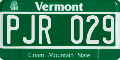 VT license plate PJR029