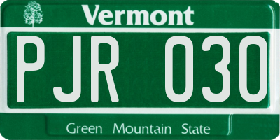 VT license plate PJR030