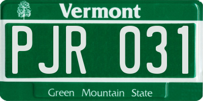 VT license plate PJR031
