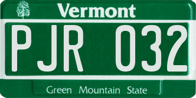 VT license plate PJR032