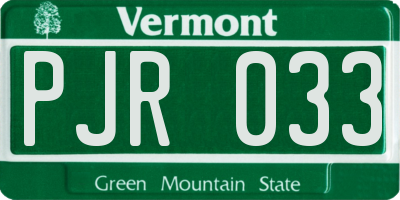 VT license plate PJR033