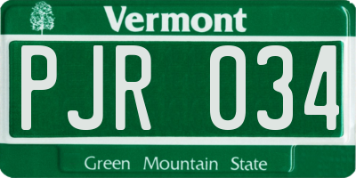 VT license plate PJR034