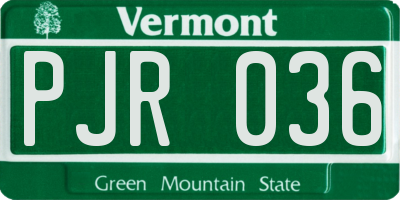 VT license plate PJR036