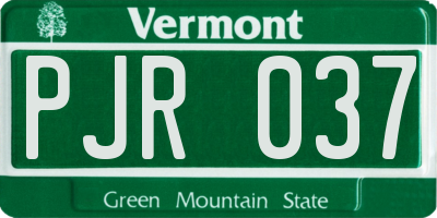 VT license plate PJR037