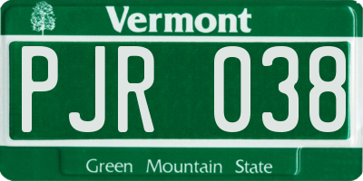 VT license plate PJR038